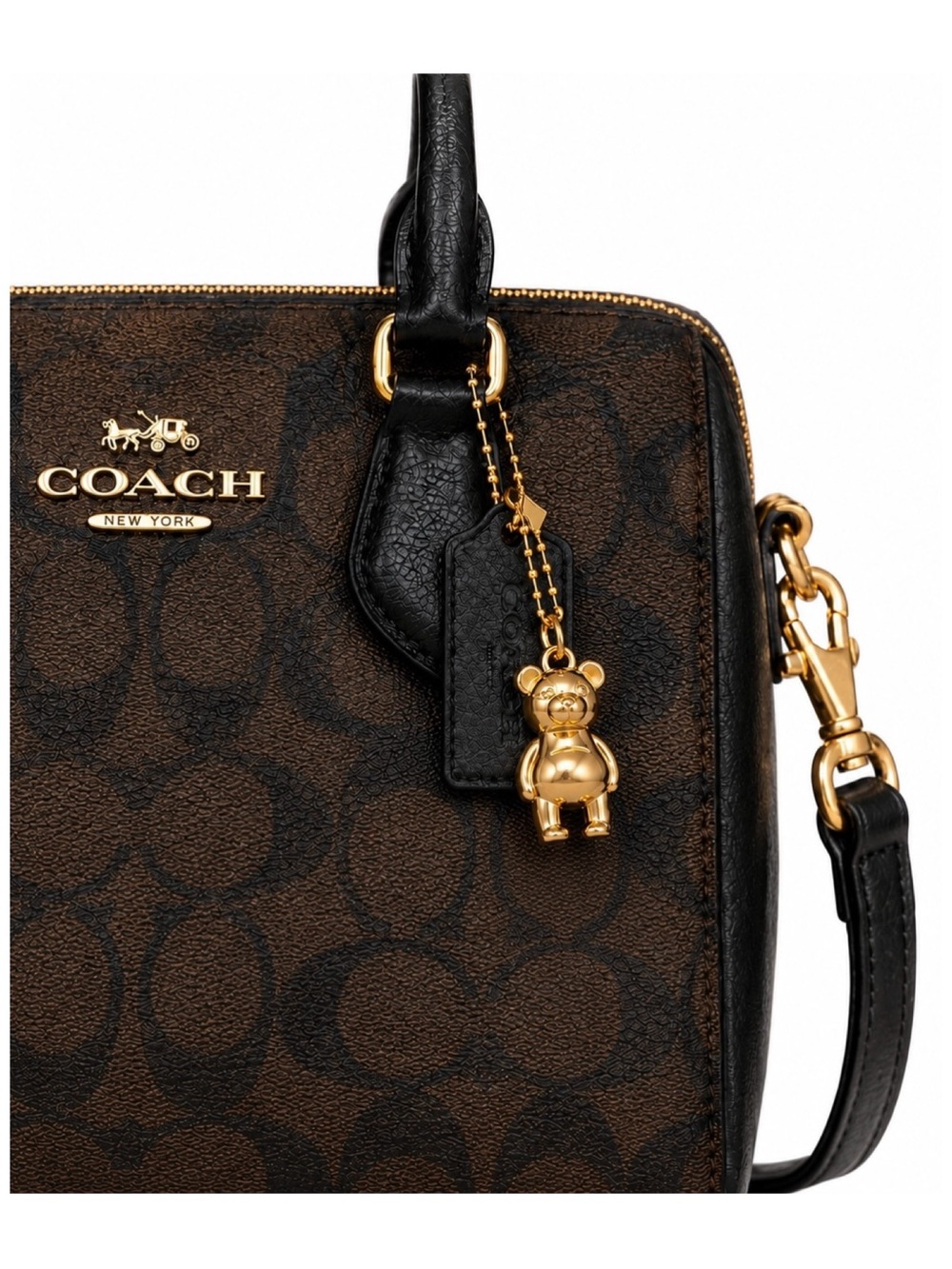 Bear Keychain Bag Charm in Gold. New in Packaging!
